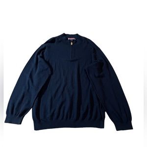 𝅺Vineyard Vines XXL Navy Blue 1/4 Zip Pullover Sweater Wool Cashmere